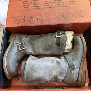 Freebird by  Steven Leather Mid-Calf Buckle Boots - Crosby size 9 Gray